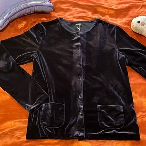 Dark Purple Velvet Long Sleeve Button up